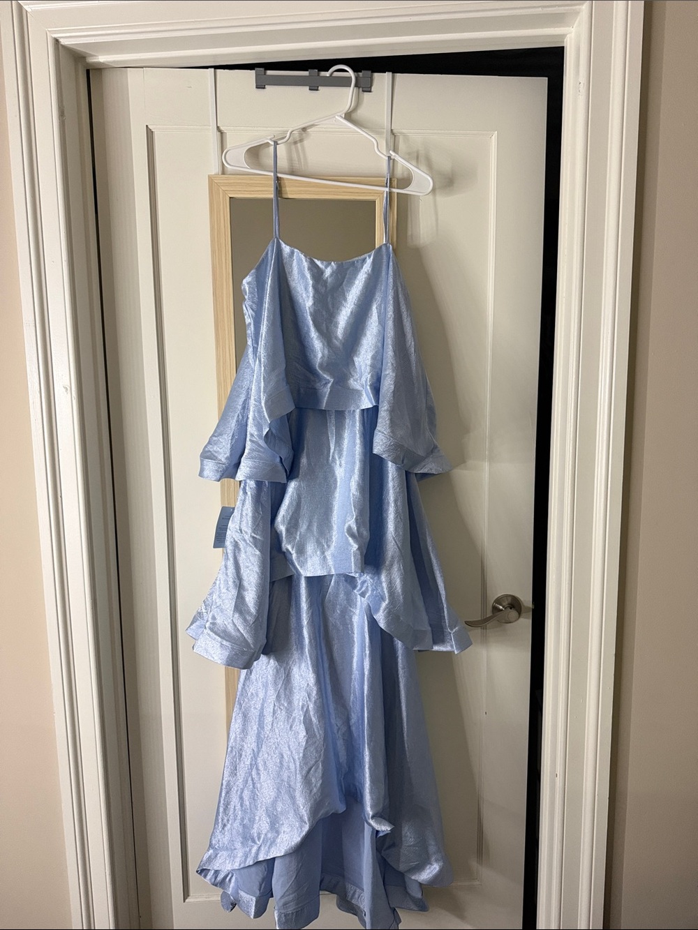 Anthropologie Light Blue Ruffle Tiered Dress